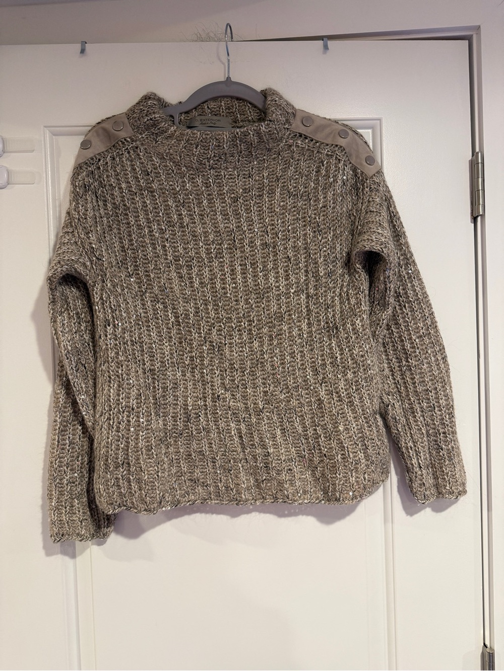 D.Exterior Alpaca Wool Chunky Knit Sweater Women's XS Brown Taupe Apres Ski